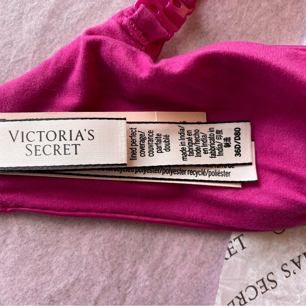Victoria's Secret Body by Victoria Lined Perfect Coverage Bra Fuchsia Size 36D - Picture 9 of 12